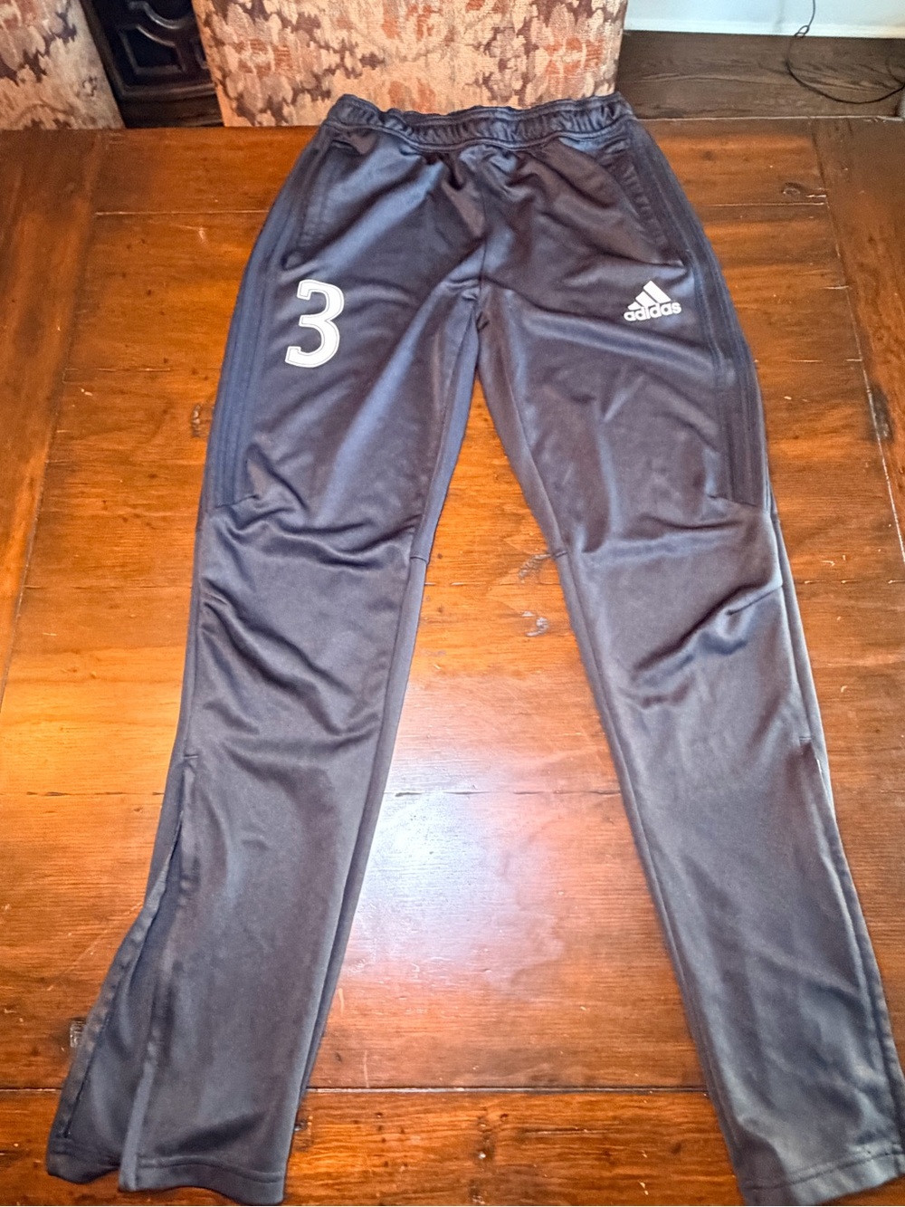 Adidas Black Kids' Soccer Pants with Number 3